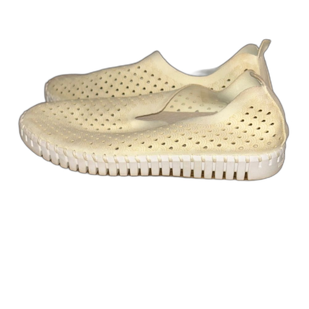 Ilse Jacobsen Womens Shoes Size 10 40 Leather Beige Perforated Slip-On Sneakers